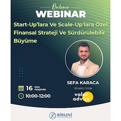 16 Ekim’de Start-Up’lara ve Scale-Up’lara Özel Finansal Strateji ve Sürdürülebilir Büyüme Webinarı!